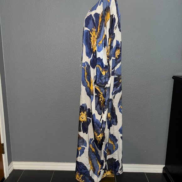 HOUSE OF AZOIIA SILK BLEND BLUE FLOWERS KAFTAN DRESS - NEW WITH TAGS - XXL/3XL - Picture 7 of 16